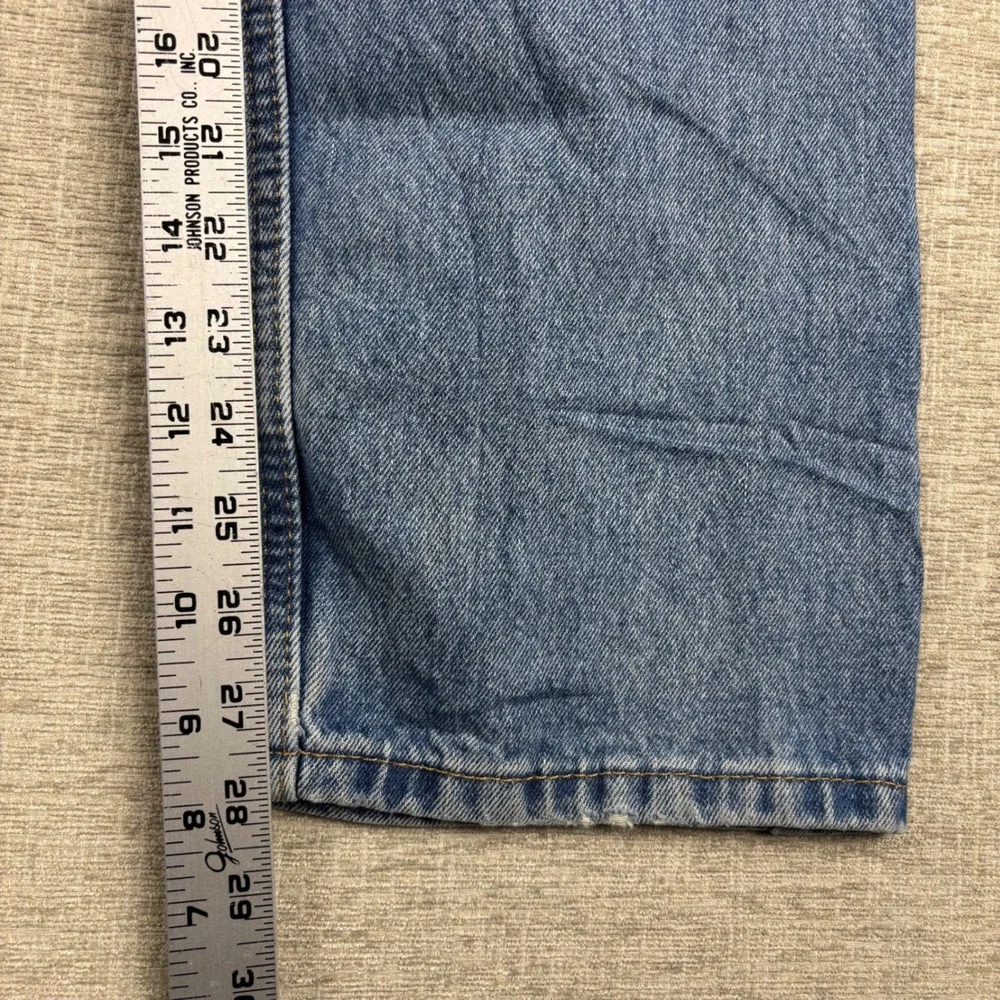 Levis 505 Mens 34x29 Jeans Medium Light Blue Washed Denim Grungy HighLow Fading